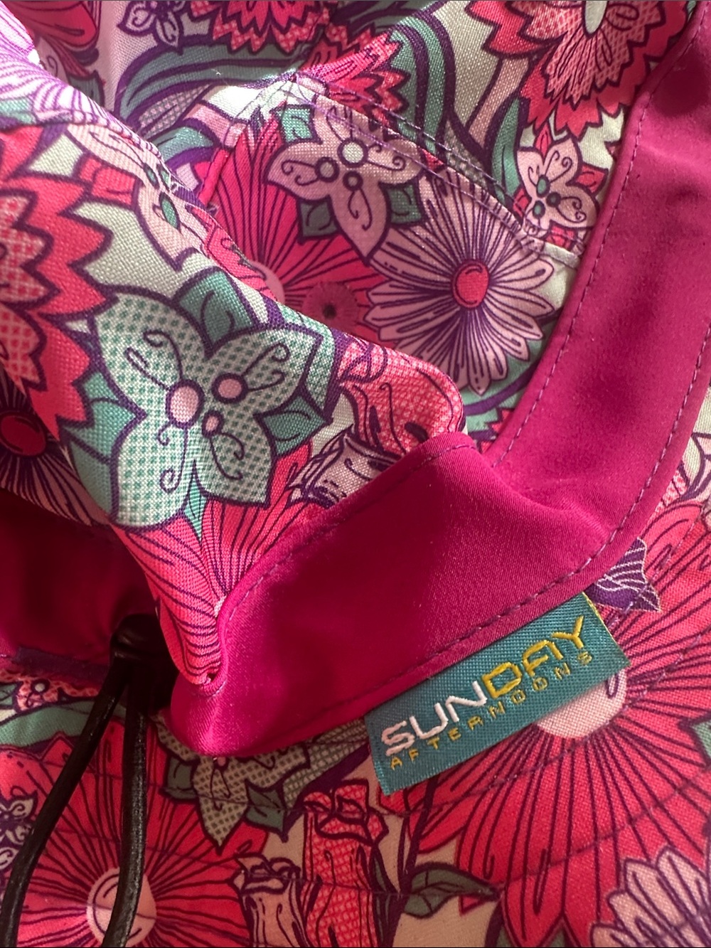 Sunday Floral Bucket Hat in Pink, Teal & Purple - Picture 2 of 4